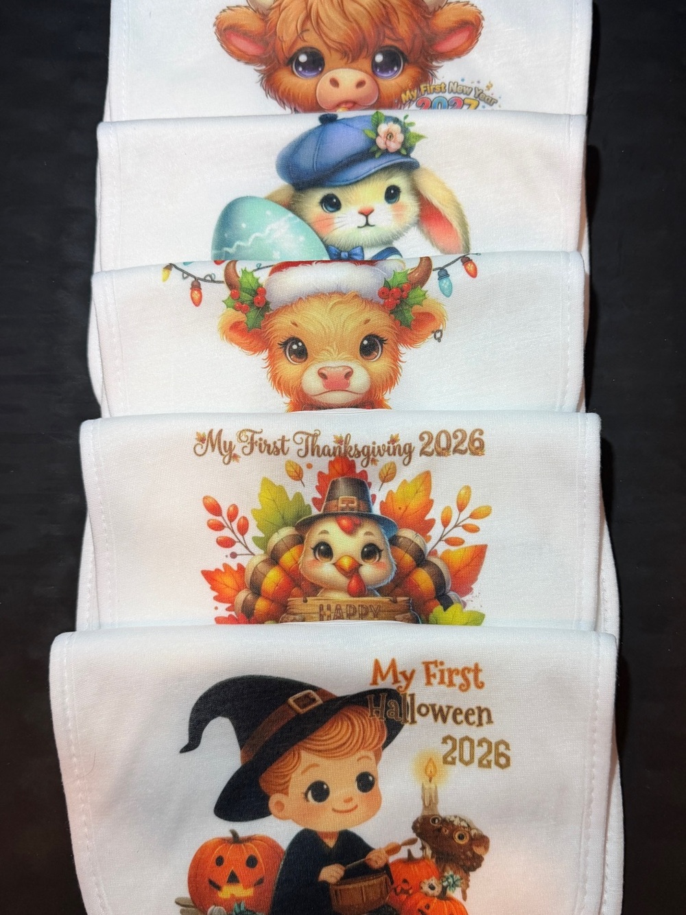 My First Holiday Collection 2026 Boys Baby Bibs - 5 Piece Set - New